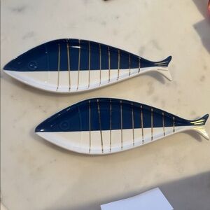 Threshold for Target 2 Blue and White Fish-Shaped Ceramic Plates